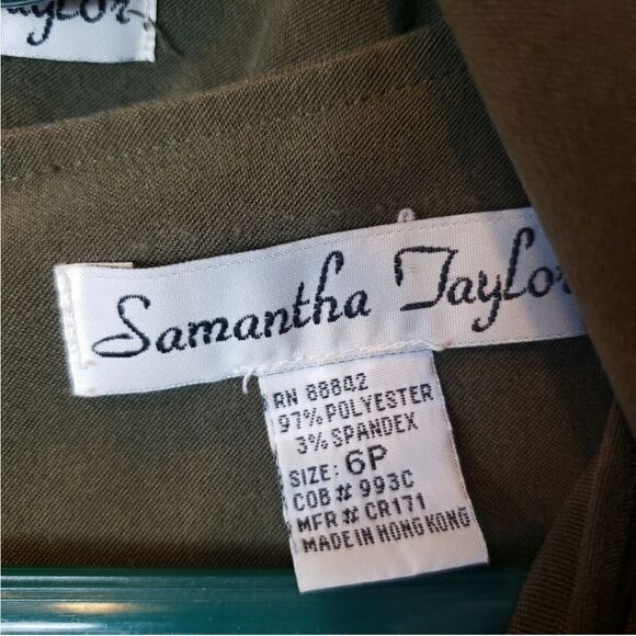 SAMANTHA TAYLOR Pine Green Moleskin Dress & Blazer Set 6P - Picture 2 of 9